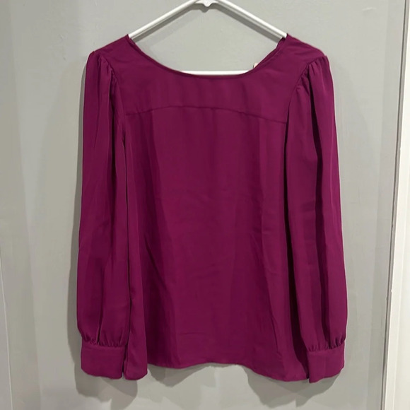 J.Crew crepe long sleeve blouse magenta button cuff flowy workwear office XS - Picture 1 of 7